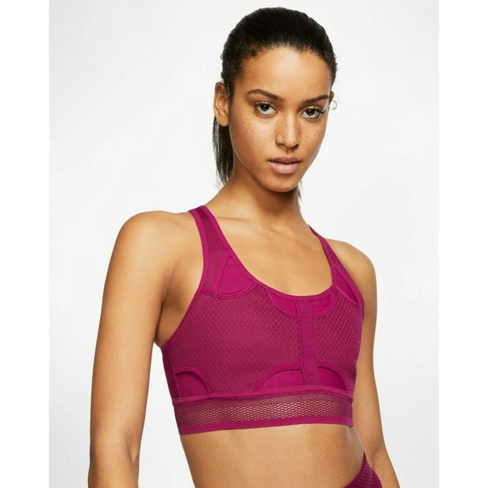 NWOT! NIKE Women’s SWOOSH ULTRA BREATHE MEDIUM SUPPORT SPORTS MESH BRA FUCHSIA - Picture 12 of 12